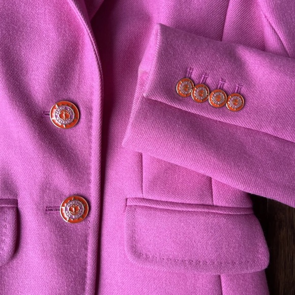 J Crew Lexington Thick Wool 2 Button Blazer Jacket Pink Size 0 Enameled Buttons - Picture 3 of 11